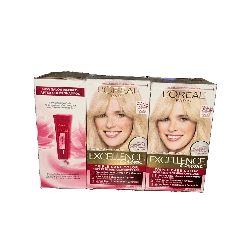 3x L'Oreal Excellence Permanent Hair Color 9 1/2 NB Lightest Natural Blonde